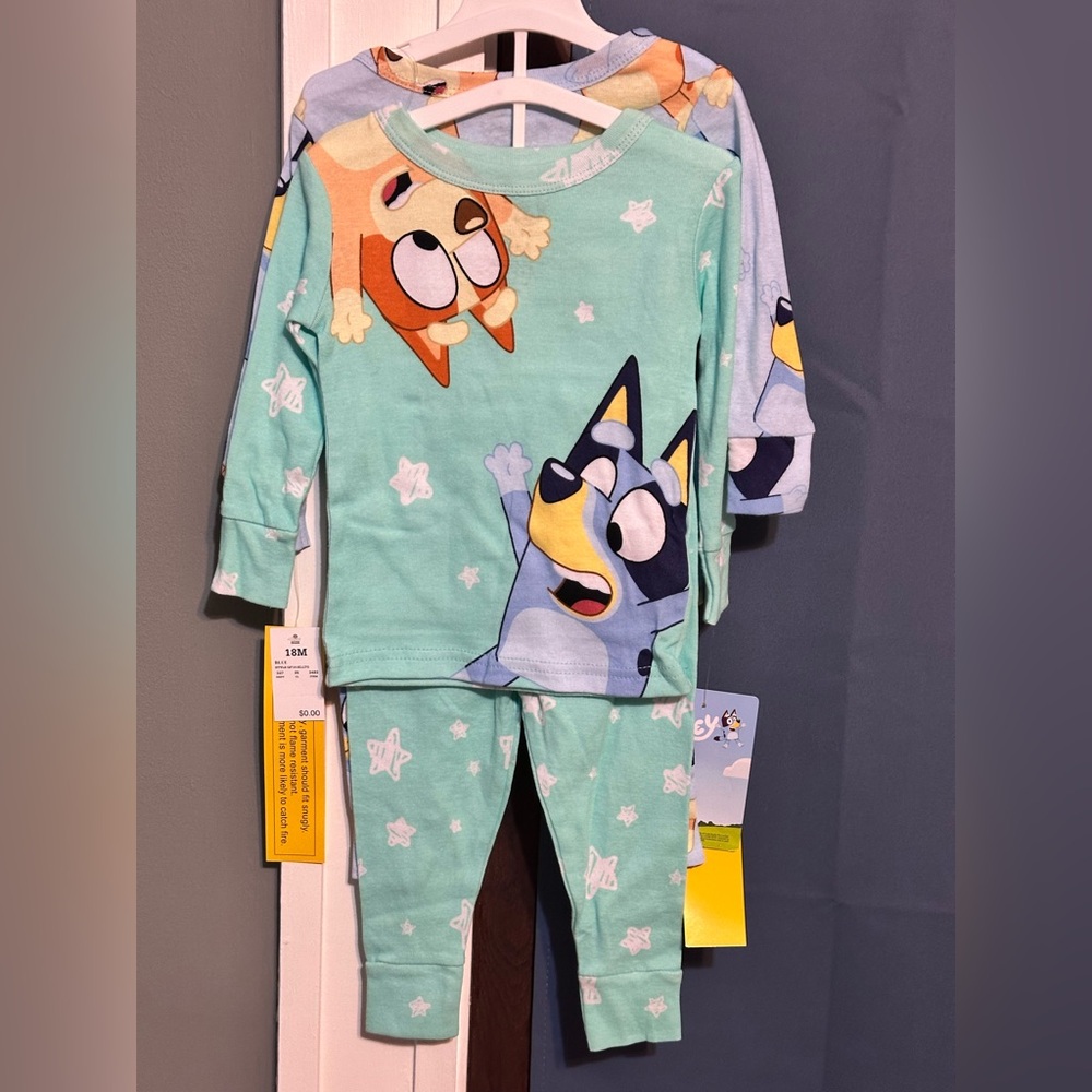 New BLUEY Cotton Snug Fit Pajamas 4pc (2 Sets) Long Sleeve~Unisex 18M